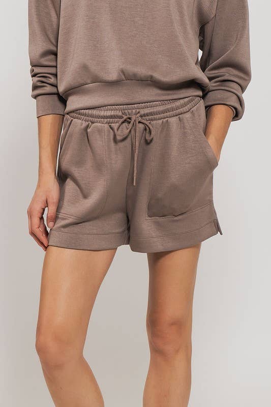Casual Athletic Drawstring Elastic Waist Comfort Sweat Short (Mocha)