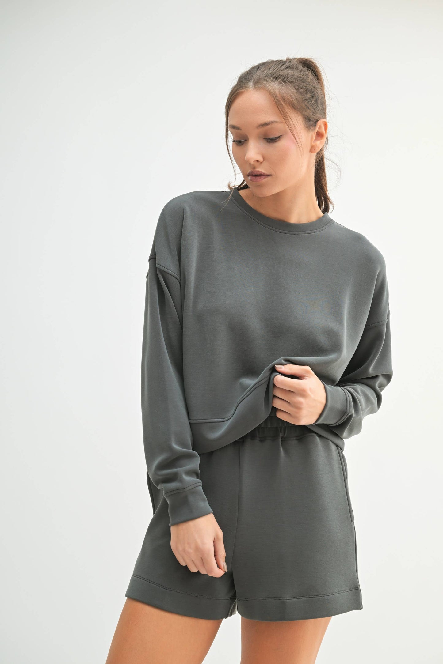 Scuba Dropped Shoulder Sweatshirt (Ash Grey)