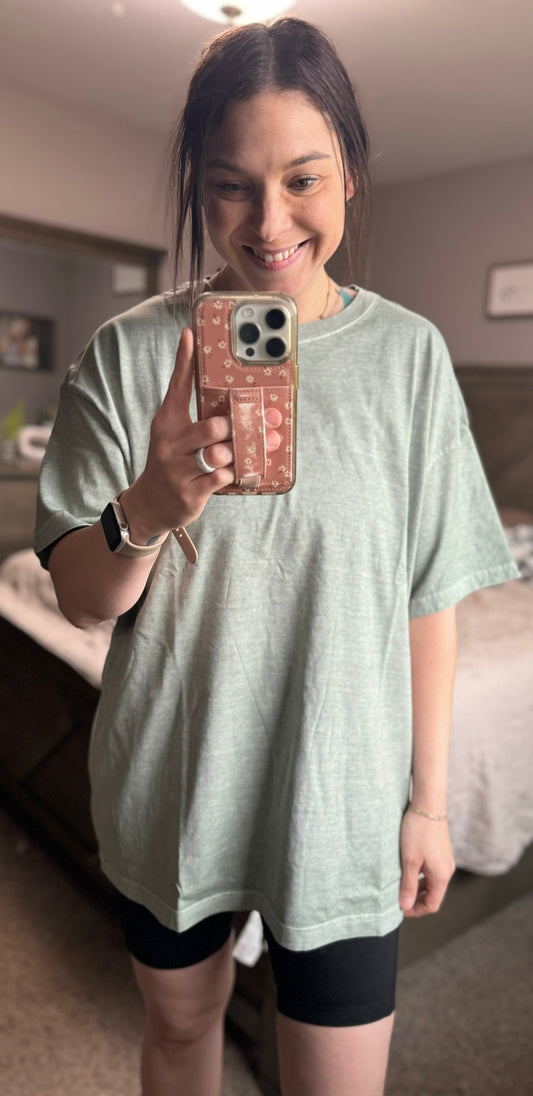 Take it Easy Oversized Tee (Sage Green)