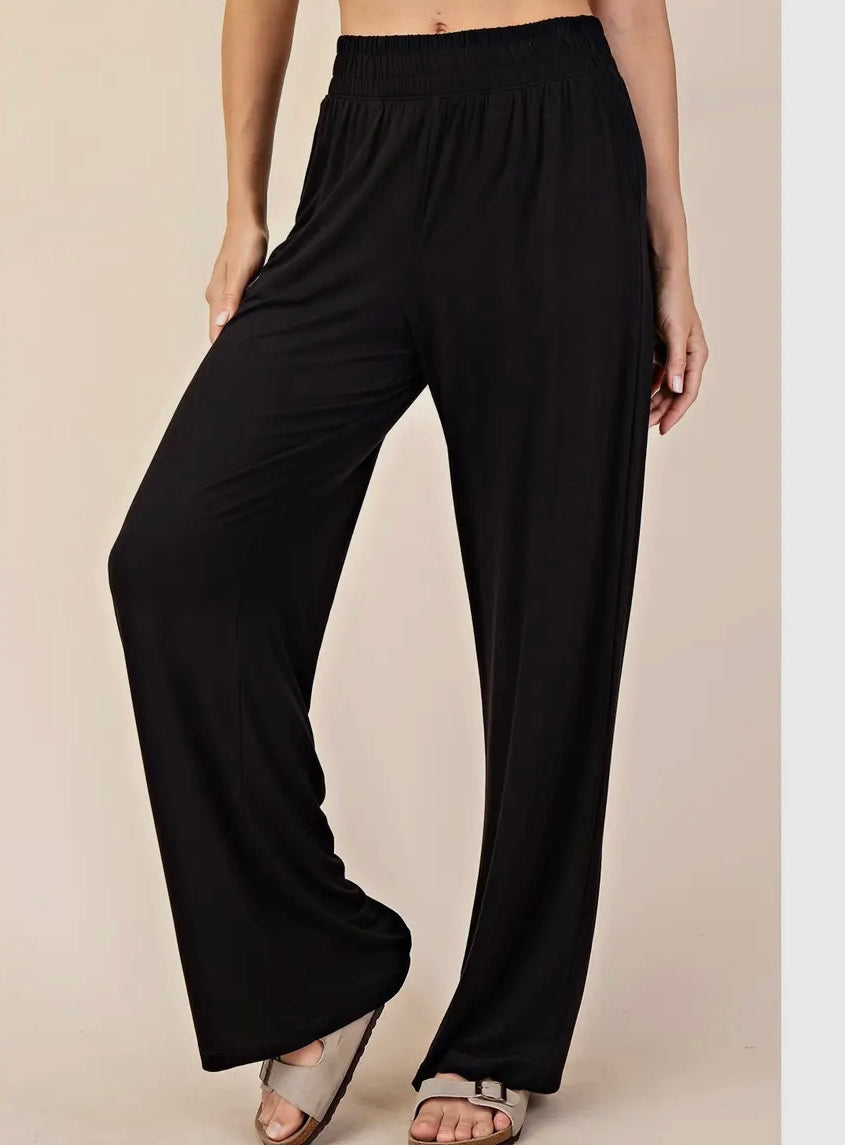 Viscose Modal Wide Leg Pant (Black)