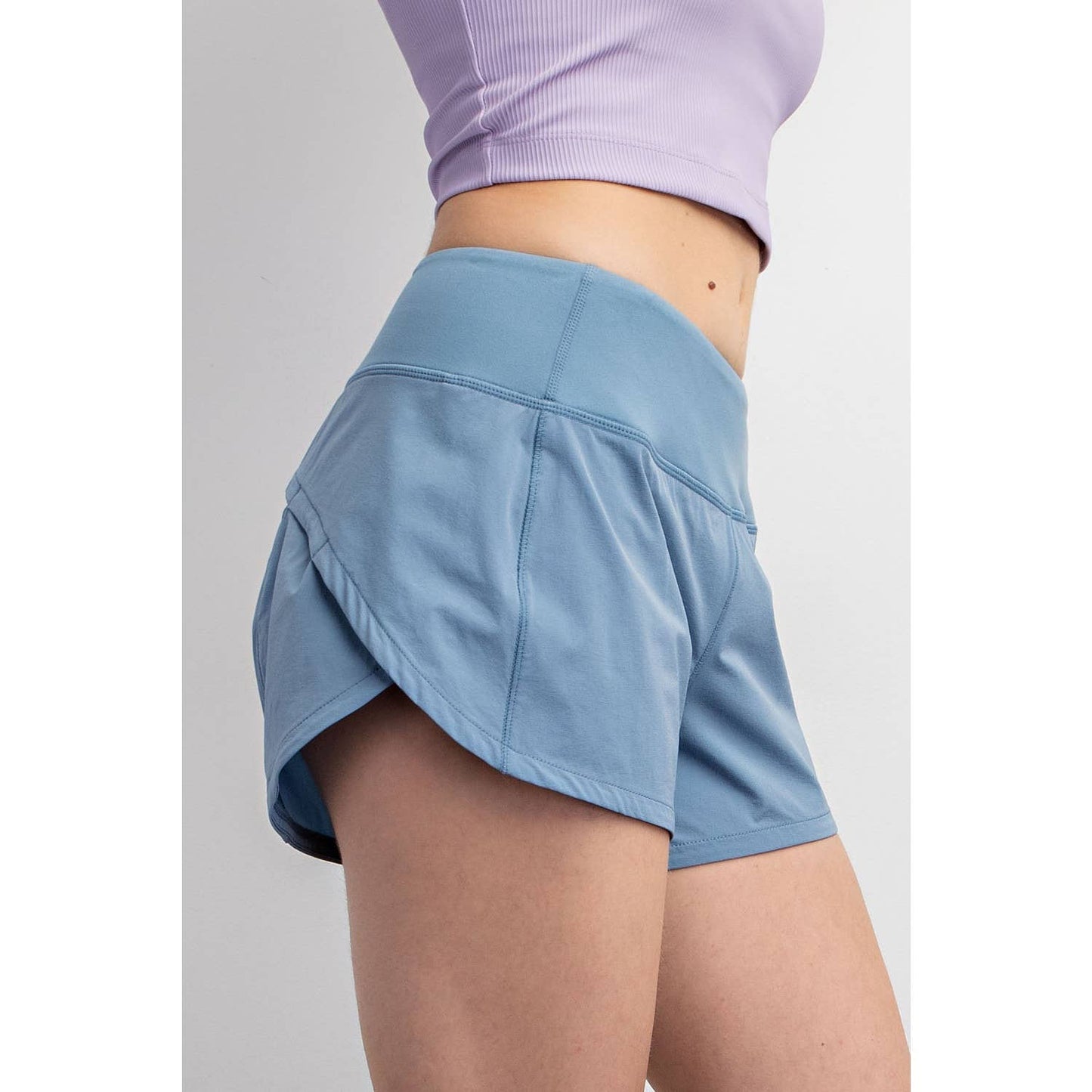 Stretch Woven 2 in 1 Active Shorts (Dusty Blue)