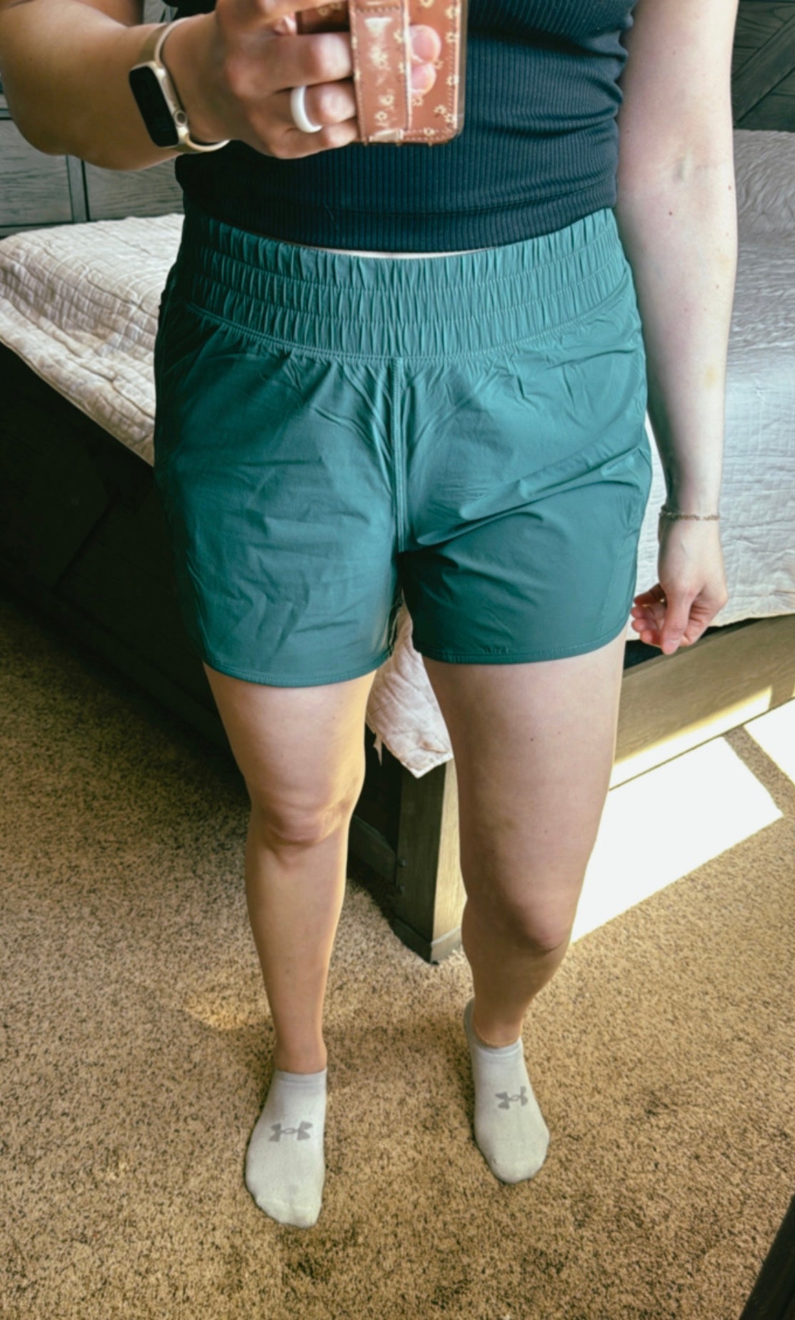 Butter Stretch Woven Shorts with Inner Lining (Everglade Green)