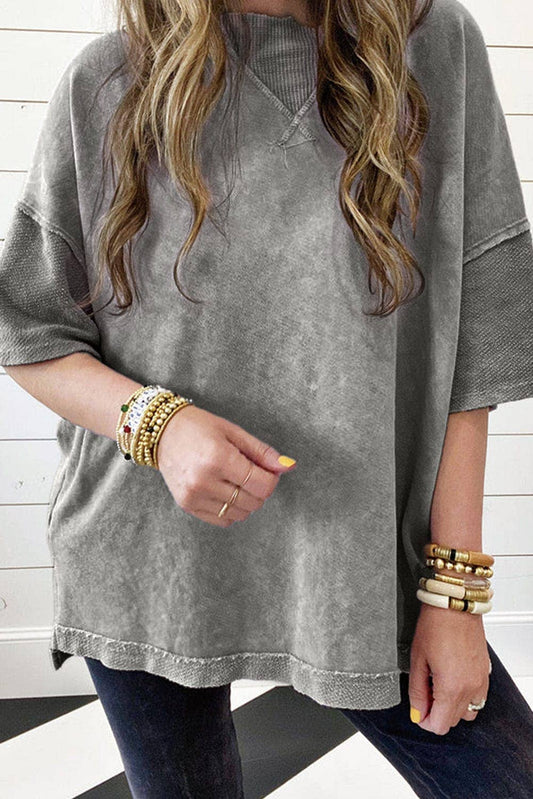 Macy Mineral Washed Oversized Tee (Gray)