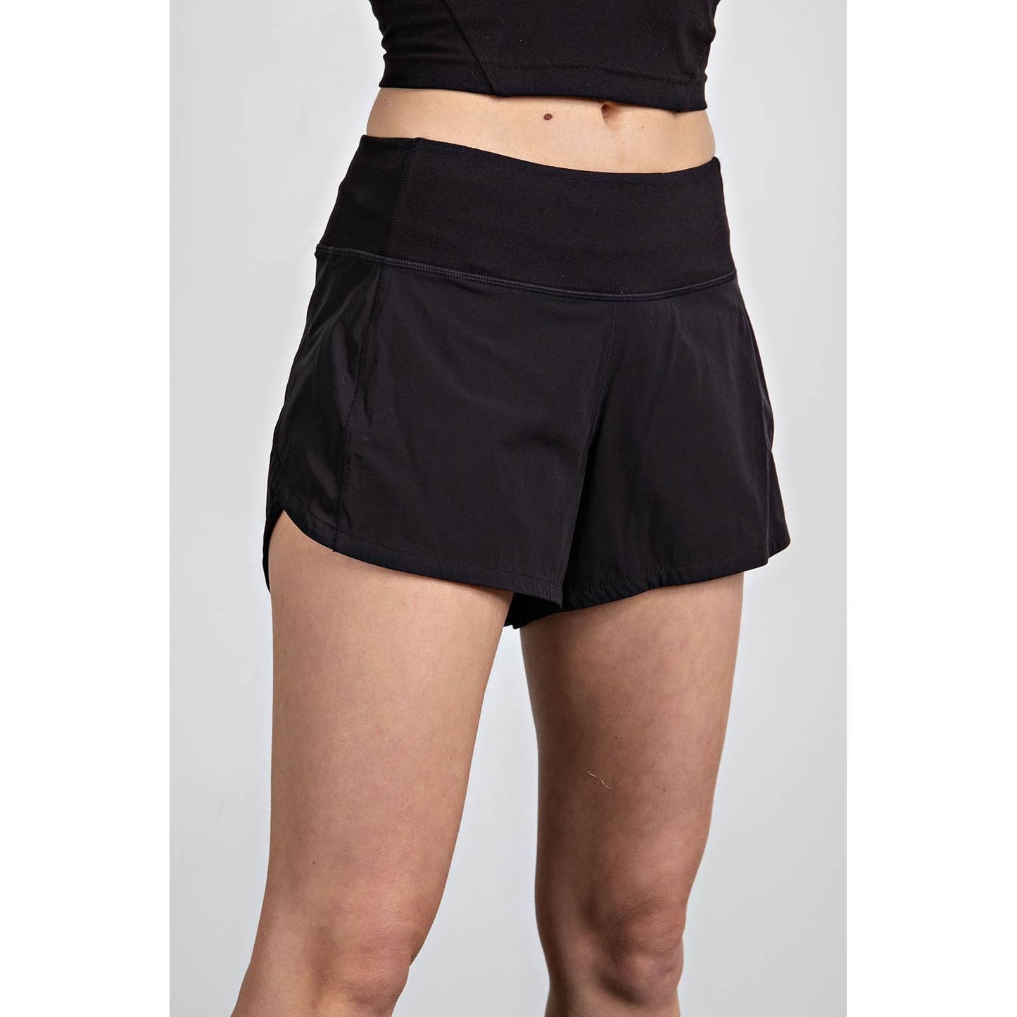 Stretch Woven 2 in 1 Active Shorts (Black)