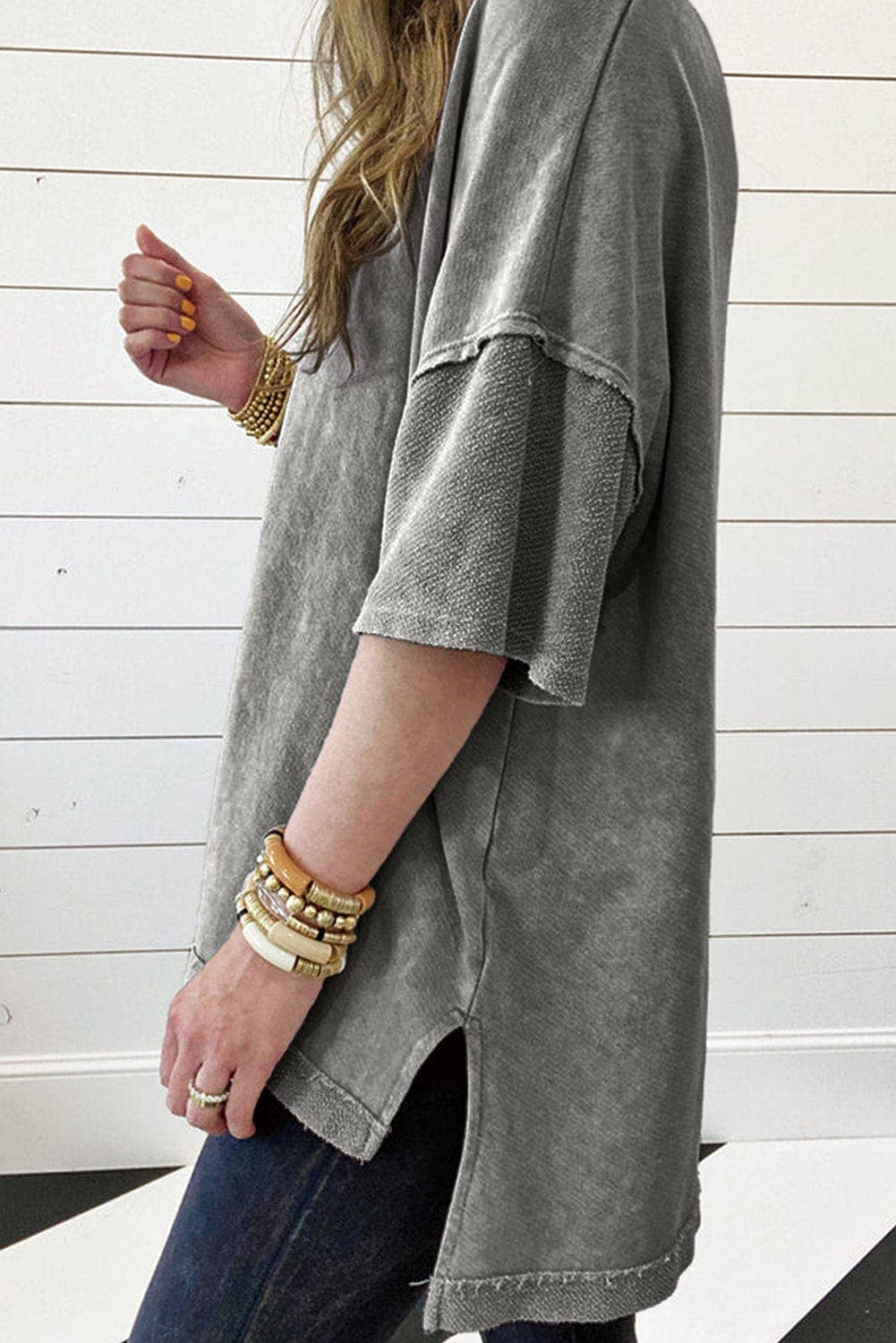 Macy Mineral Washed Oversized Tee (Gray)