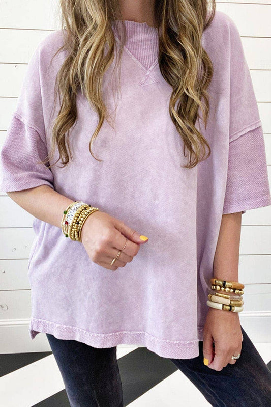 Macy Exposed Seam Oversized Tee (Orchid)